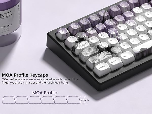 MOA Romantic Purple Keycaps, Custom PBT Keycaps Set Mechanical Keyboard Key Caps