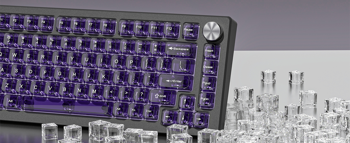 Purple Clear keycaps,Transparent keycaps,Jelly keycap Set,Shine Through key caps,MDA Profile