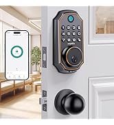 Keyless Entry Door Lock Deadbolt with Handle Set - Arpha 100 Code Smart Fingerprint Door Lock wit...