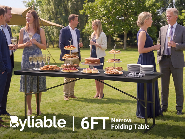 folding foldable narrow 6ft 6 ft white portable plastic buffet dining party kitchen skinny long