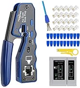 RJ45 Crimp Tool Kit Pass Thru Ethernet Crimper for Cat5e Cat6 Cat6a 8P8C Modular Connectors, All-...