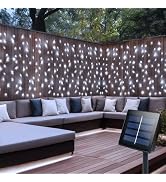 DBFAIRY Solar Curtain Lights,13ft x 3.3ft 200 LED Outdoor Solar Curtain Lights Waterproof Green W...