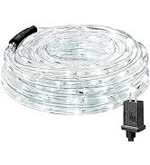 Lighting EVER 33ft 240 LED Outdoor Rope Lights Cool White 6000K, 24 V Connectable, Waterproof Cle...