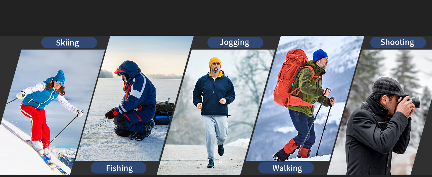 skiing equipment ice fishing gear jogging walking hiking shooting photography winter outdoor sport