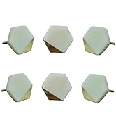 SPN-FOR1 Set of 6 Marble Knobs Decorative Hexagon Knobs for Home Kitchen Cabinet Hardware Cup...