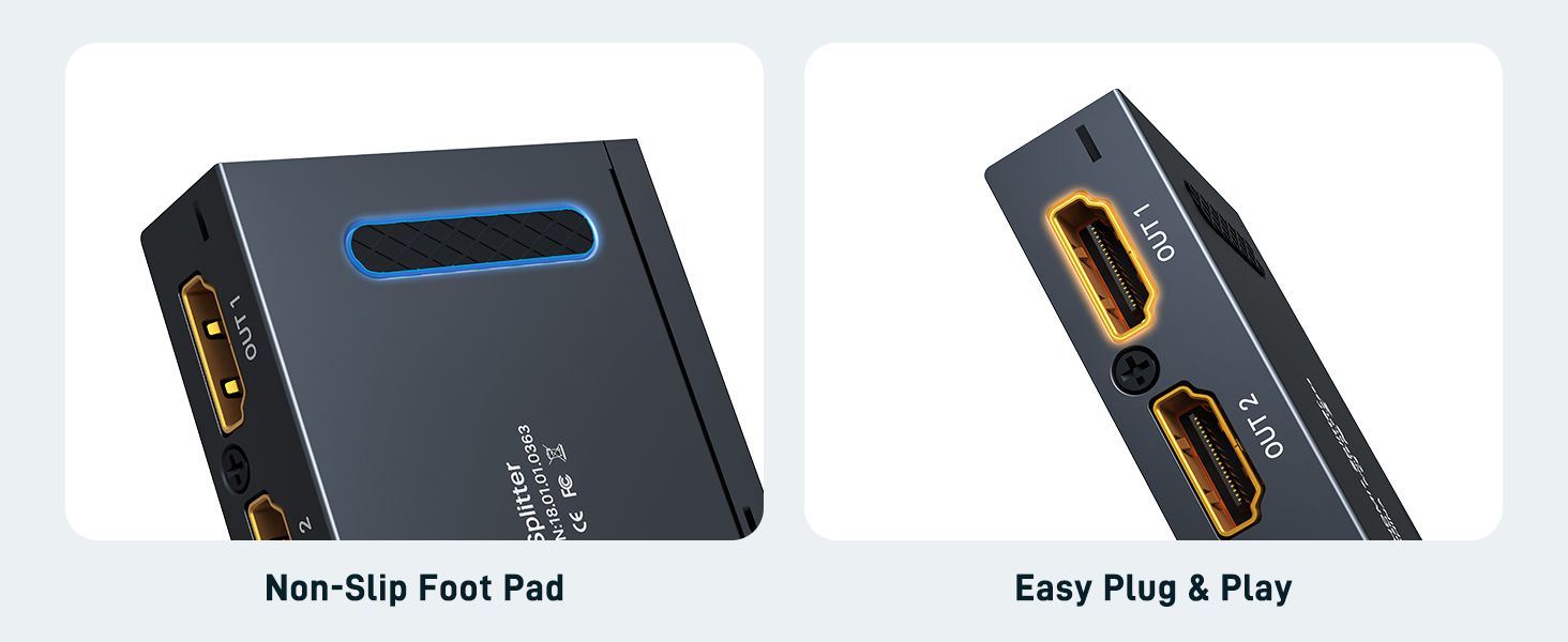 Yinker 4K HDMI Splitter 1 in 2 Out with 5 Ft HDMI 2.0 Cable