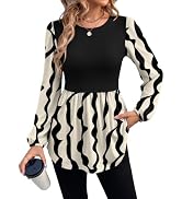 WIHOLL Women's Long Sleeve Tunic Tops Crew Neck Babydoll Peplum Blouses Fall Fashion 2026