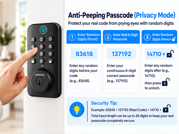 number lock door privacy mode anti peep deadbolt with random digits