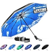 G4Free Eco Windproof Travel Umbrella for Rain &amp; Sun, Strongest Fiberglass Frame, Double Canopy wi...