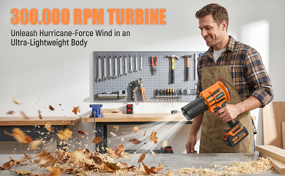 Electric Cordless Leaf Blower, 300,000 RPM Handheld Leaf Blower