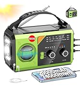 20000mAh Emergency Weather Radio, AM/FM/NOAA Solar Hand Crank Radio with 3 Mode Flashlight, Bluet...