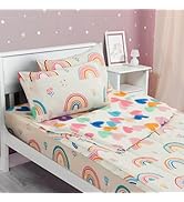 Btargot 3Pcs Rainbow Flowers Theme Durable Zipper Bedding for Kids Boys Girls, Bed in a Bag, Twin...