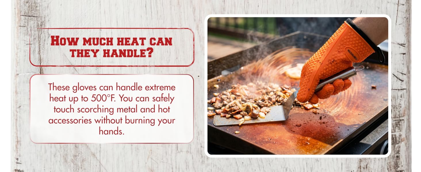 KITCHEN PERFECTION Silicone Oven &amp;amp; Griddle Gloves -Extreme Heat Resistant BBQ