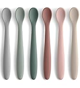 6-Piece Silicone Baby Feeding Spoons, First Stage Baby Infant Spoons, Soft-Tip Easy on Gums I Bab...
