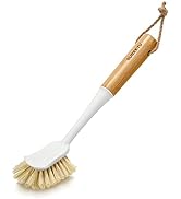 SUBEKYU Dish Brush with Bamboo Handle Built-in Scraper, Kitchen Dish Scrubber for Washing Pans/Po...