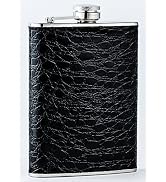 Happy Hour 8-Ounce Stainless Steel Flask Wrapped in Classic Black Leather