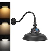 LEONLITE 14 Inch 3CCT Gooseneck Barn Light Fixture, 120-277V, 40W/30W/20W, Dusk to Dawn Photocell...