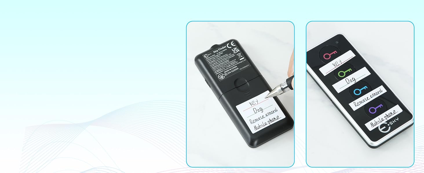 Key Finder, Esky 80dB Item Locator, 1 Transmitter with 4 Receivers, Item Tracker with 131ft
