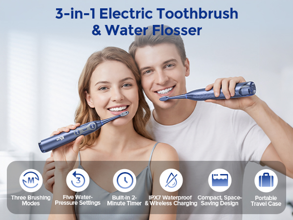 electric toothbrush with water flosser