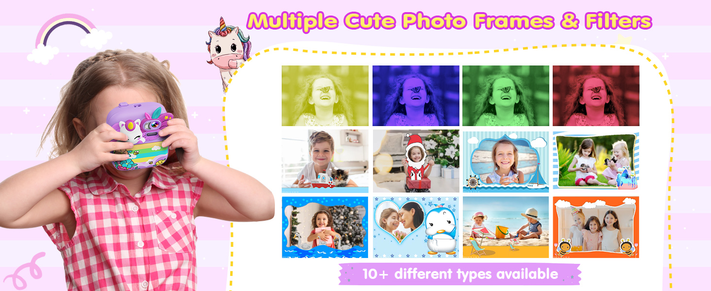 kids camera instant print toddler girls unicorn gifts digital toys ages 3 4 5 6 7 8 9 10 years olds
