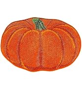 AnyDesign Fall Bathroom Rug Cute Pumpkin Shape Bath Mat Autumn Orange Non Slip Shower Rugs Foot M...