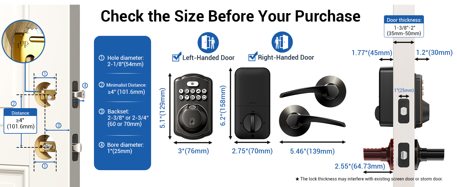 keyless entry door lock with hanlde