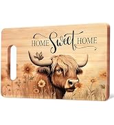 WARDOS Farmhouse Floral Highland Cow Cutting Chopping Board, Highland Cow Gifts for Women, Home S...