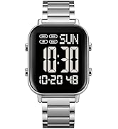 FANMIS Classic Unisex Digital Sports Watches Women's Men's Multifunctional Watch Stainless Steel ...