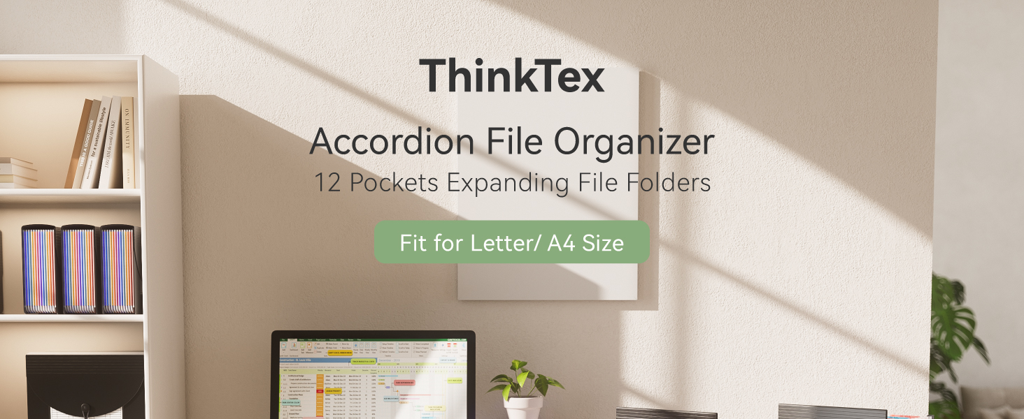 ThinkTex Expanding File Folder 12 Pockets Accordion File Organizer