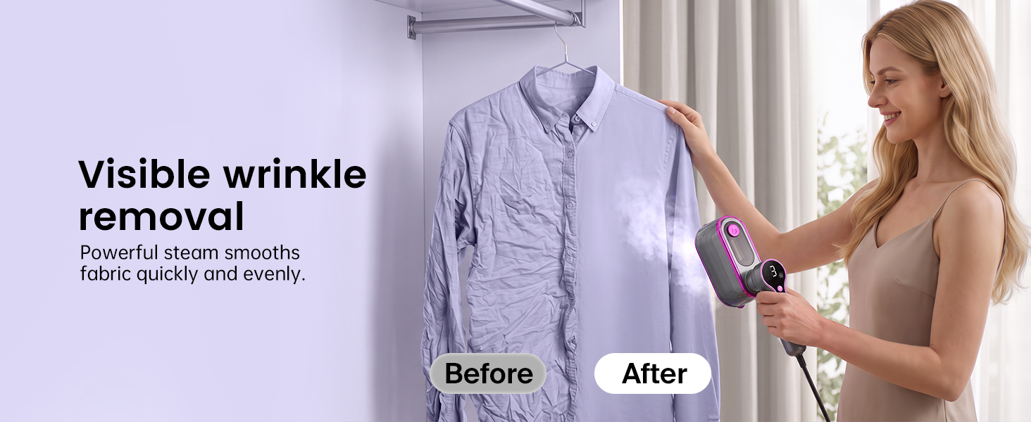 Visible Wrinkle Removal with Powerful, Even Steam.