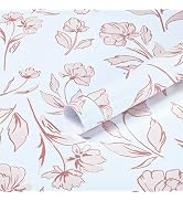 HeloHo Floral Peel and Stick Wallpaper Pink and White Wall Paper Modern Boho Removable Self Adhes...