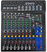 5 Core Audio Dj Mixer • 12 Channel Professional Stereo Sound Board Console • w 99 DSP Effect • US...