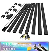 Cord Hider Kit, 113.4in Cord Covers for 2-4 Wires on Wall, Self-Adhesive Cable Hider Wire Covers ...