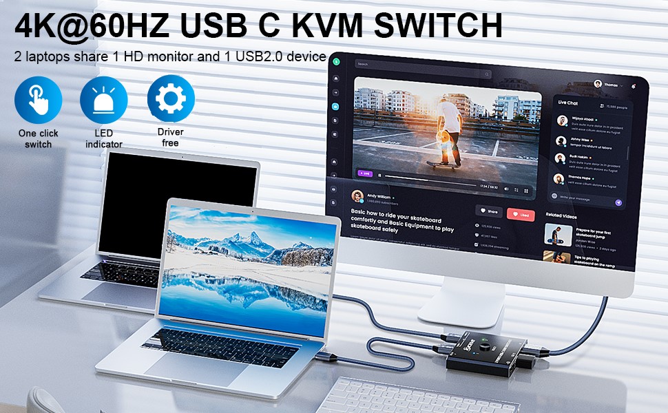usb c kvm switch usb c switcher 2 computers
