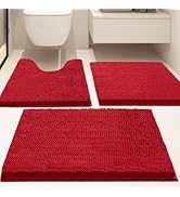 AINAHYVA Bathroom Rugs Chenille Bath mat 3 Piece Set, Super Absorbent, Strong PVC Non Slip Backin...