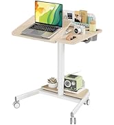 JOY worker Mobile Standing Desk with 60° Tiltable Desktop, 28" Height Adjustable Rolling Desk, DI...