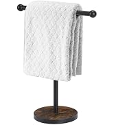 YINMIT Towel Holder Stand, T-Shape Height 15” Wood Countertop Hand Towel Stand, Hand Towel Racks ...