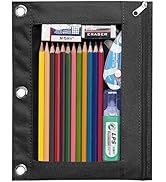 Forvencer Pencil Pouch for 3 Ring Binder, Binder Pencil Pouch with Smooth Zipper, Clear Window Pe...