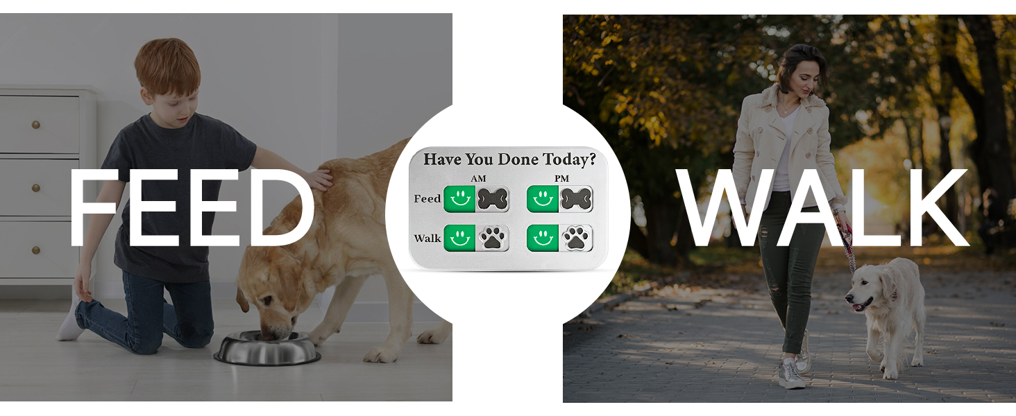 Dog Feeding Reminder, Magnetic Reminder Sticker, AM/PM Daily Indication Chart Feed/Walk Your Pets
