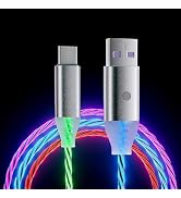 ULIKTO 6.6ft/2m Type C Cable Switch on/Off Led Light Up Phone Charger Cable Visible 7 Colors RGB ...
