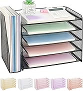 OPNICE 5-Tier Paper Organizer with Magazine Holder, Desk Organizers and Accessories, Office Desk ...