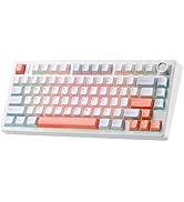 MIKIBY N75 V2 Mechanical Keyboard,75% Layout with Knob,2.4GHz/BT/Wired Tri-Mode Wireless Keyboard...