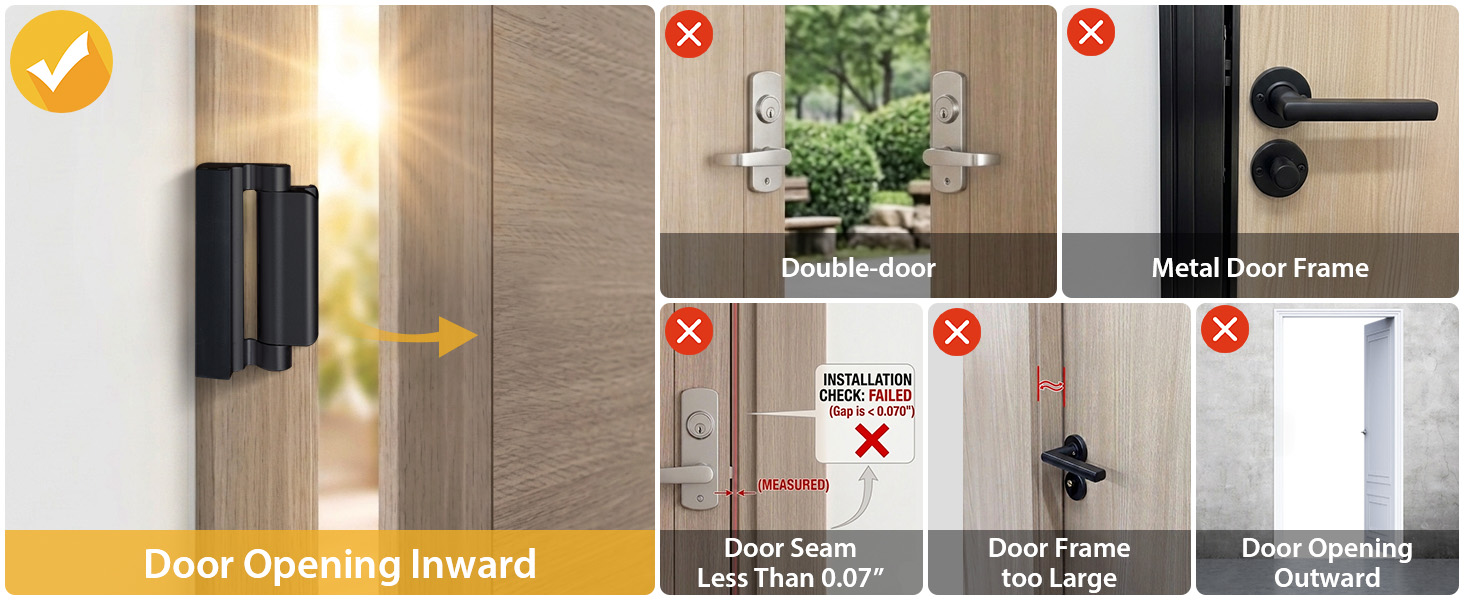 Home Security Door Lock, 2 Pack Childproof Door Reinforcement Lock