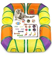 Retro Shaw 25Pcs Cat Toys with Kitten Tunnels, Interactive Kitty Toys for Indoor Cats, Large Cat ...