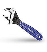 WORKPRO 6-Inch Adjustable Wrench, Cr-V Steel Wrench With Cushion Grip, Wide Jaw Black Oxide Wrenc...