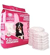 American Kennel Club Female Dog Wrap, Disposable Diapers with Wetness Indicator, Large, 50 Count
