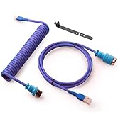 GUNMJO Pro Custom Coiled USB C Cable for Gaming Keyboard, Double-Sleeved Mechanical Keyboard Cabl...