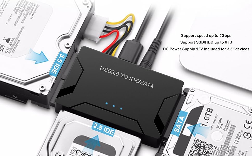 sata to usb converter Supports drives with a capacity of up to 6 TB