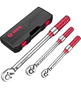 VANPO 1/4 3/8 1/2-inch Drive Click Torque Wrench, 3Pcs Torque Wrench Set 20-240 in.lb, 5-45 ft.lb...