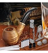 Scotte Tobacco Pipe Set Handmade Wood Smoking Pipe with Accessories and Gift Box